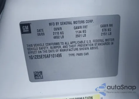 2010 Chevrolet Malibu Ltz from USA, damaged, VIN 1G1ZE5E76AF101496